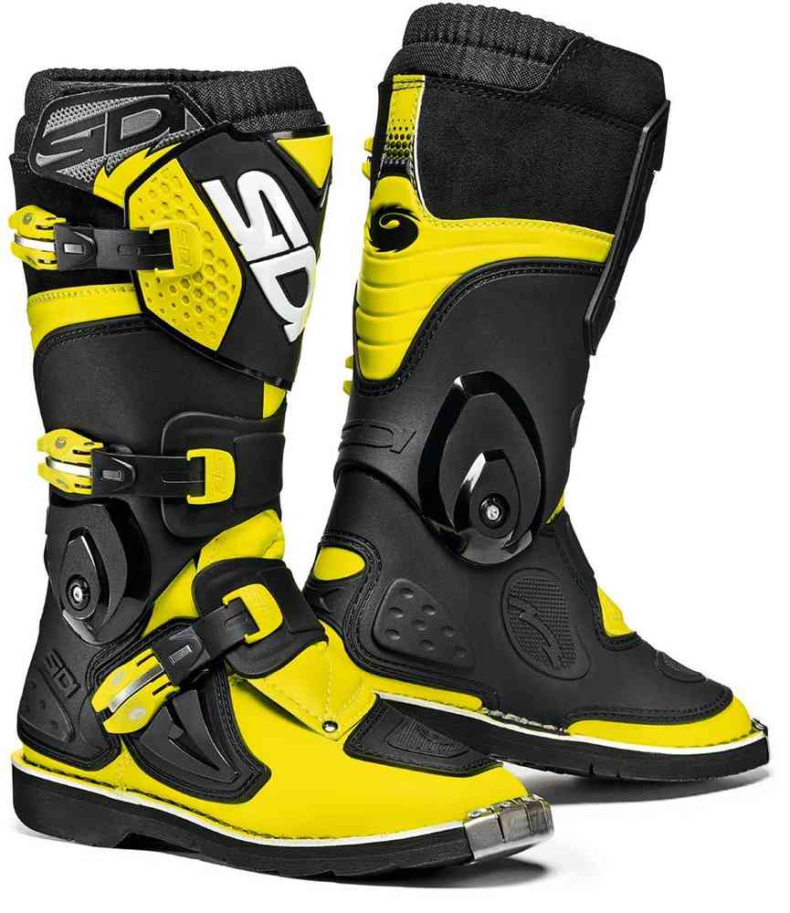 Flame Sidi Kids Motocross Boots, Black Yellow