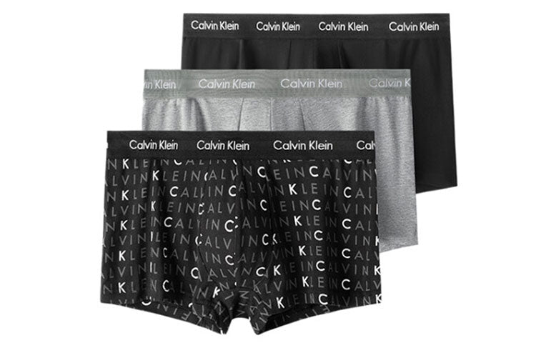 Calvin Klein men's briefs, black + gray + full print