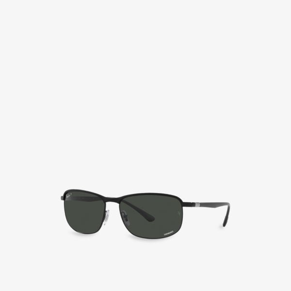 RB3671CH 60 Ray-Ban metal rectangular sunglasses, black