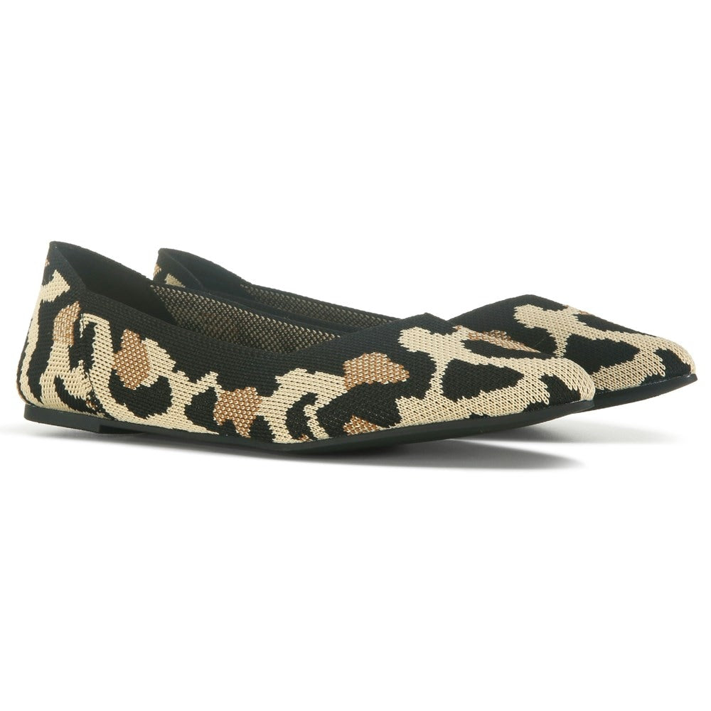 Kerri Mia women's knitted ballet flats, leopard color