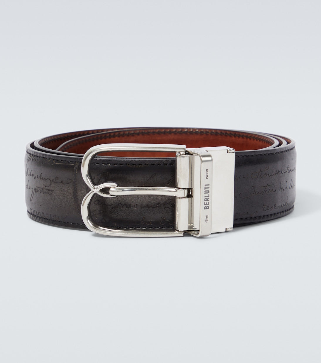 Reversible leather belt b volute scritto Berluti, multicolor