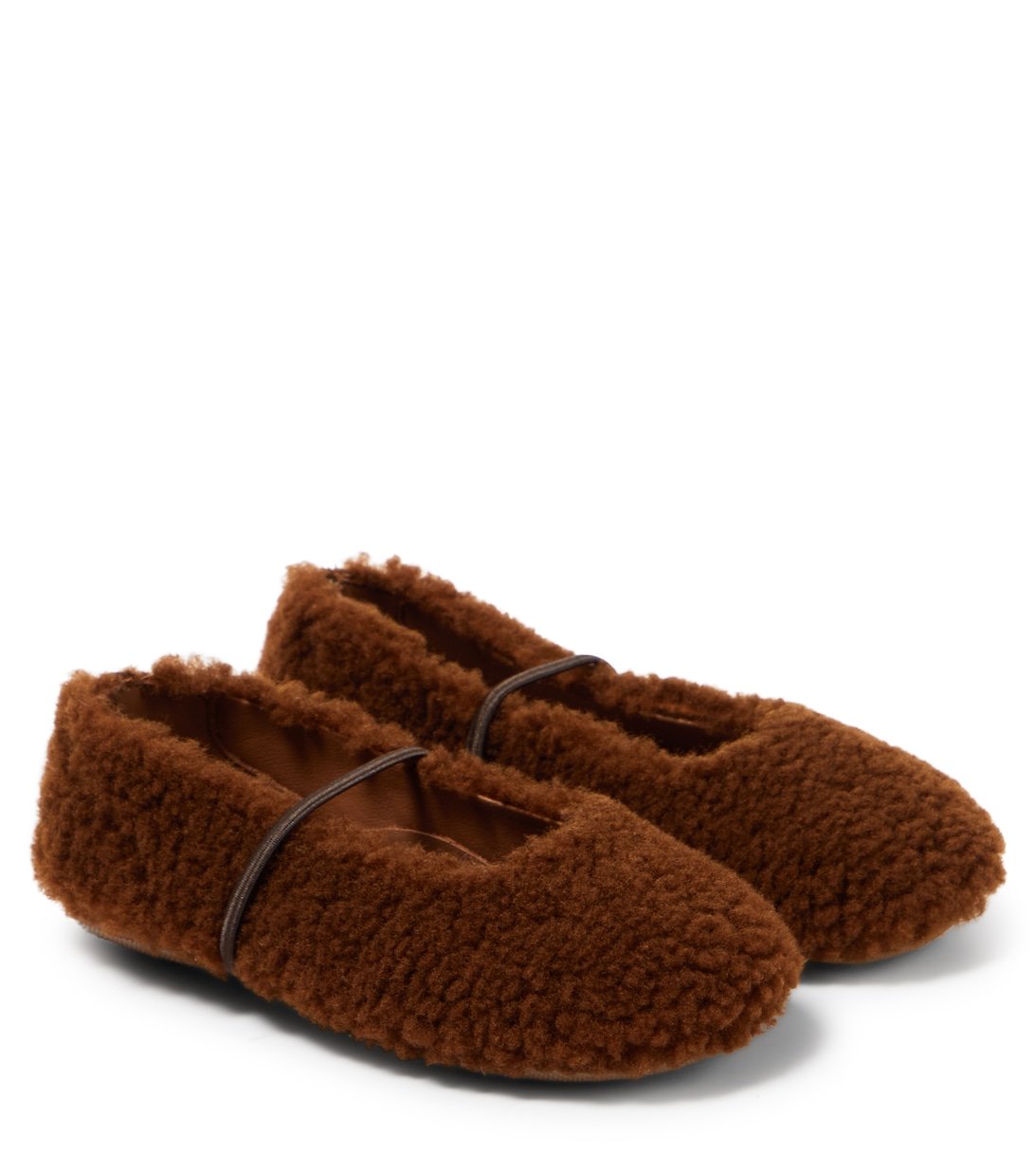 PèPè sheepskin ballet flats, brown