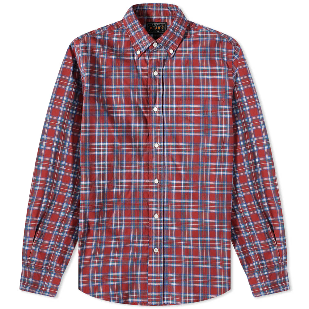 Beams Plus Indigo Tartan Shirt Red