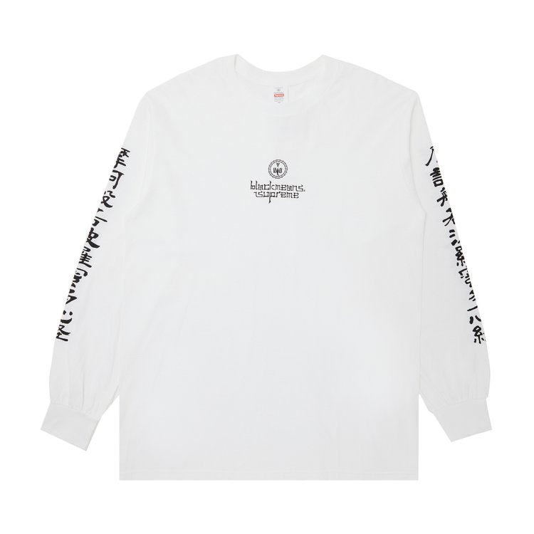 تي شيرت Supreme x blackmeans بأكمام طويلة باللون الأبيض