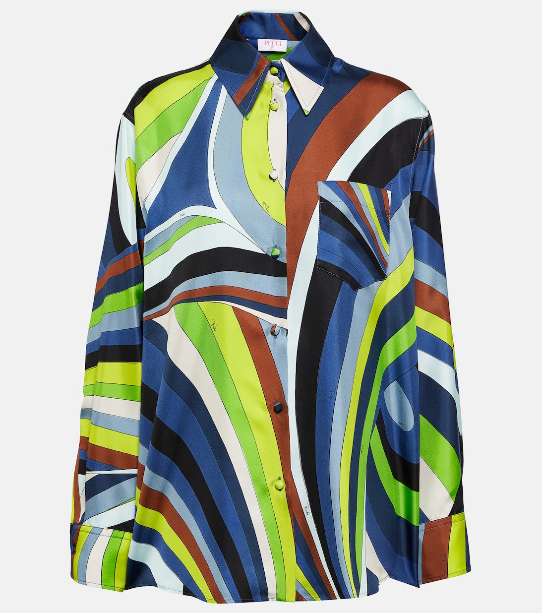 Silk twill shirt with PUCCI print, green