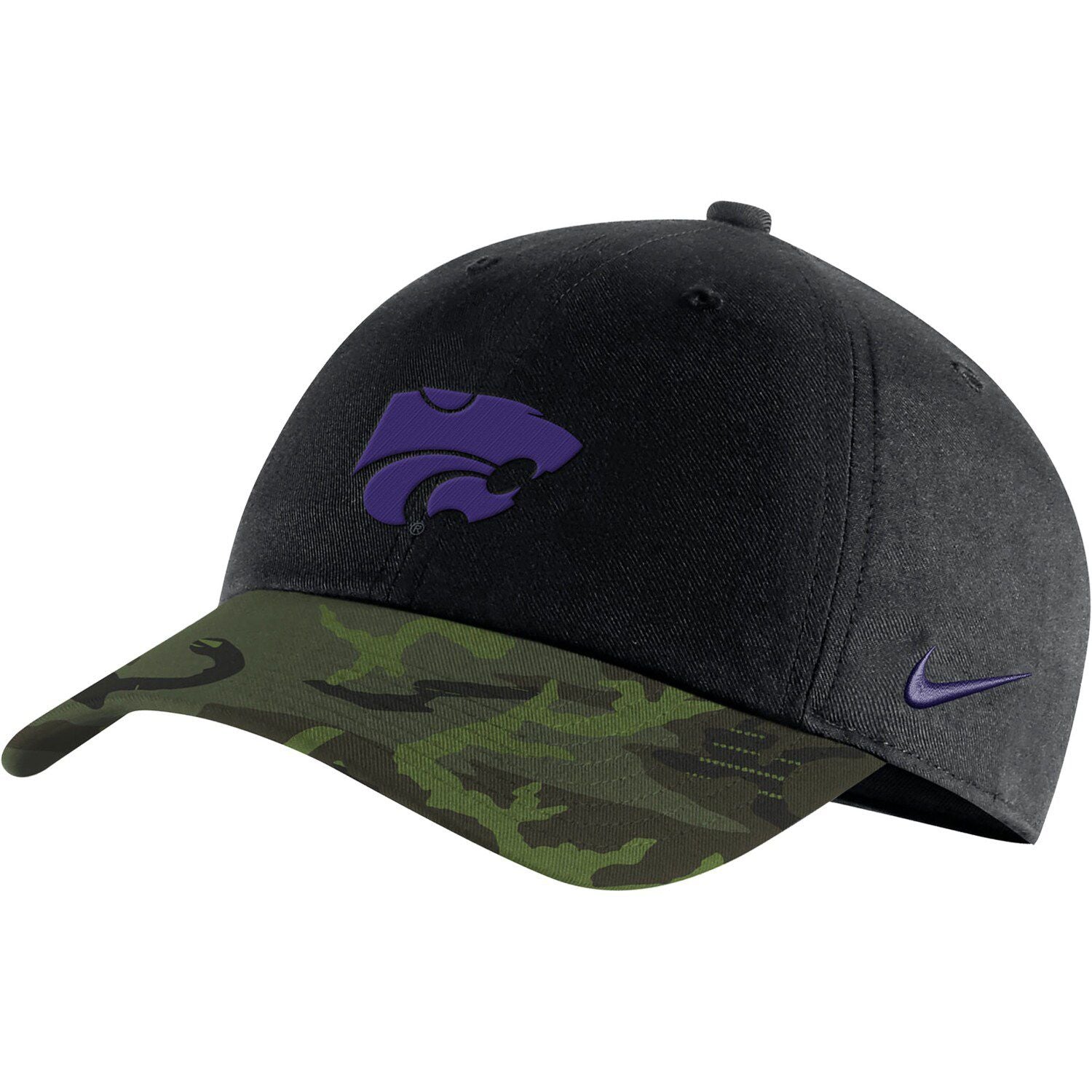 قبعة Nike Legacy91 القابلة للتعديل باللون الأسود/التمويهي للرجال من Kansas State Wildcats Veterans Day 2Tone