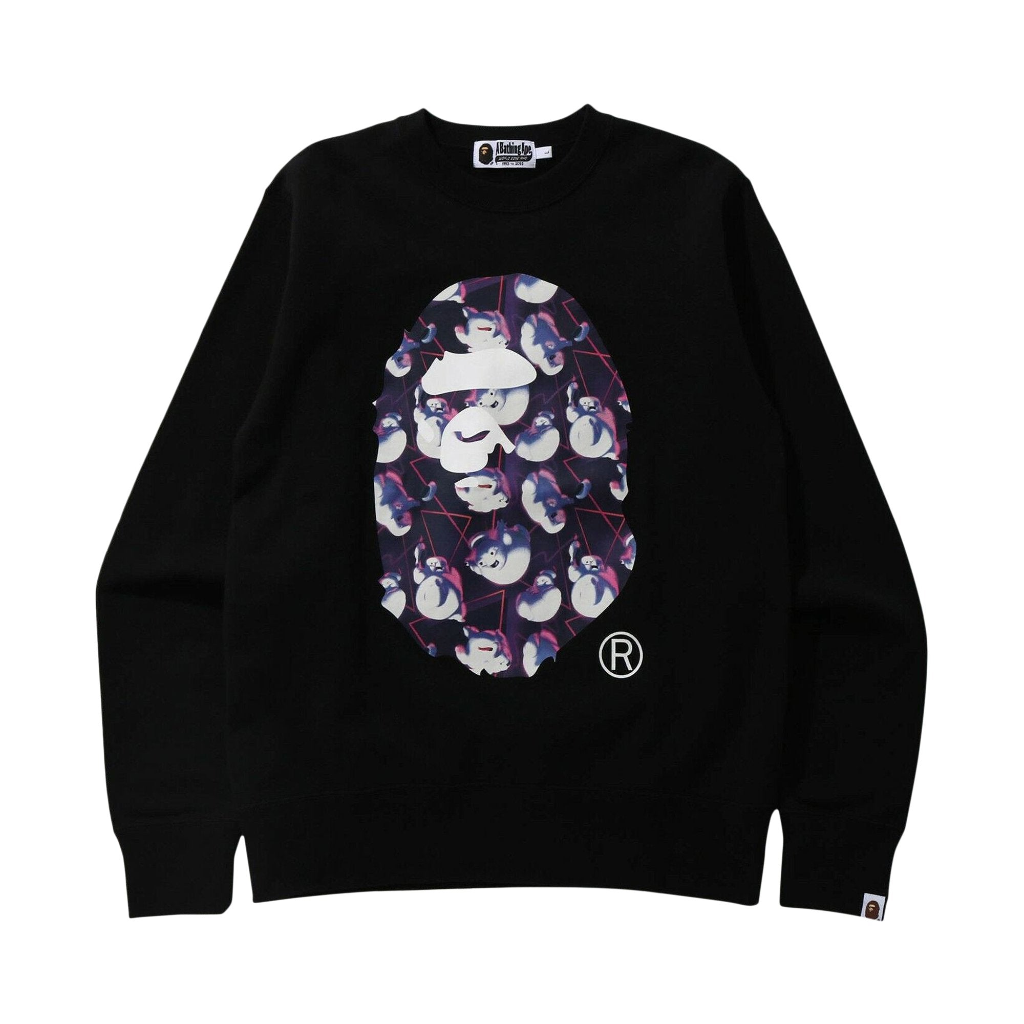 بلوزة BAPE x Ghostbusters Monkey Head Crew Neck باللون الأسود