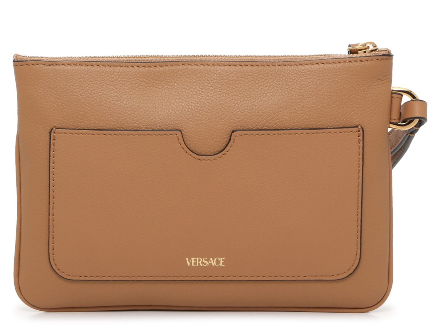 Versace leather zip bag, cognac