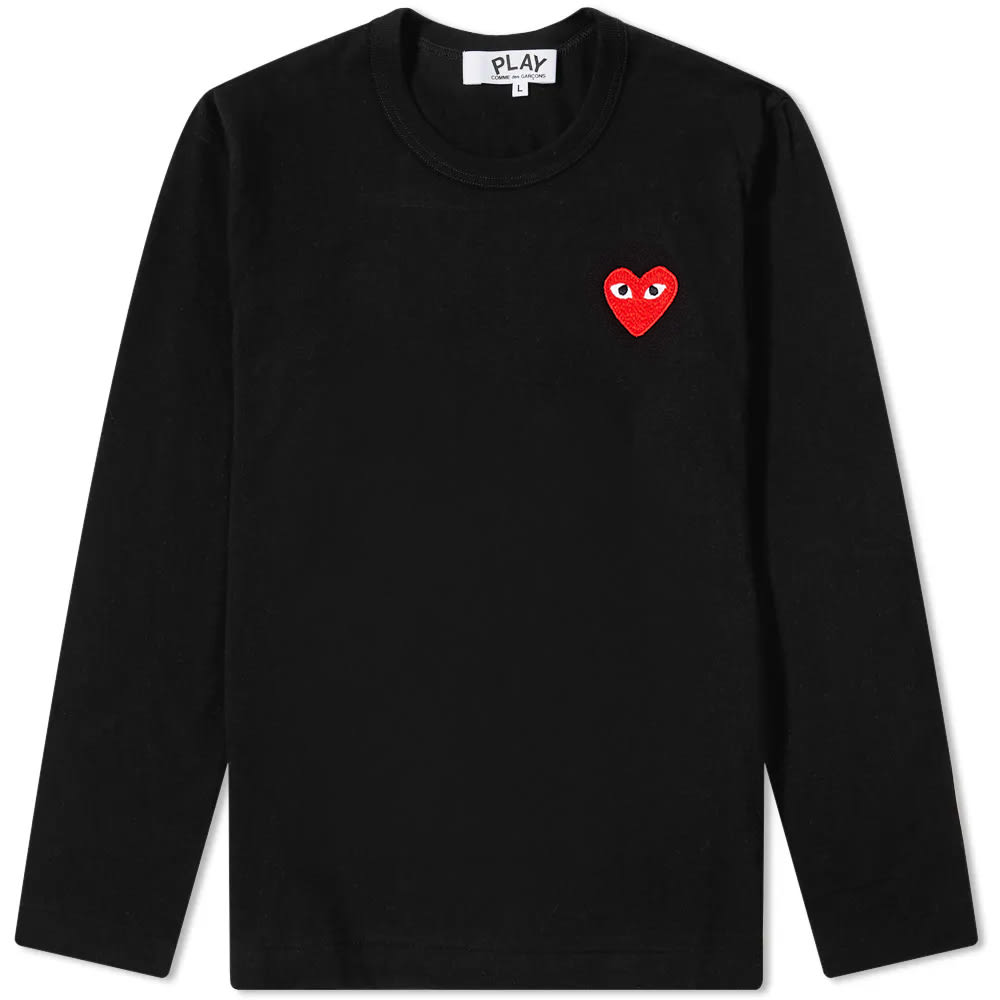 تي شيرت Comme des Garcons Play نسائي بأكمام طويلة وشعار