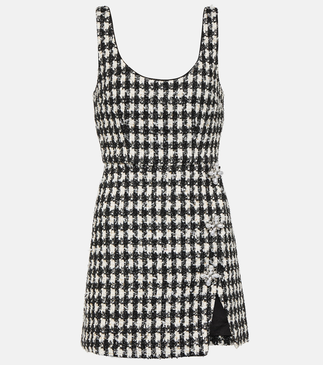 Self-Portrait bouclé check mini dress, black