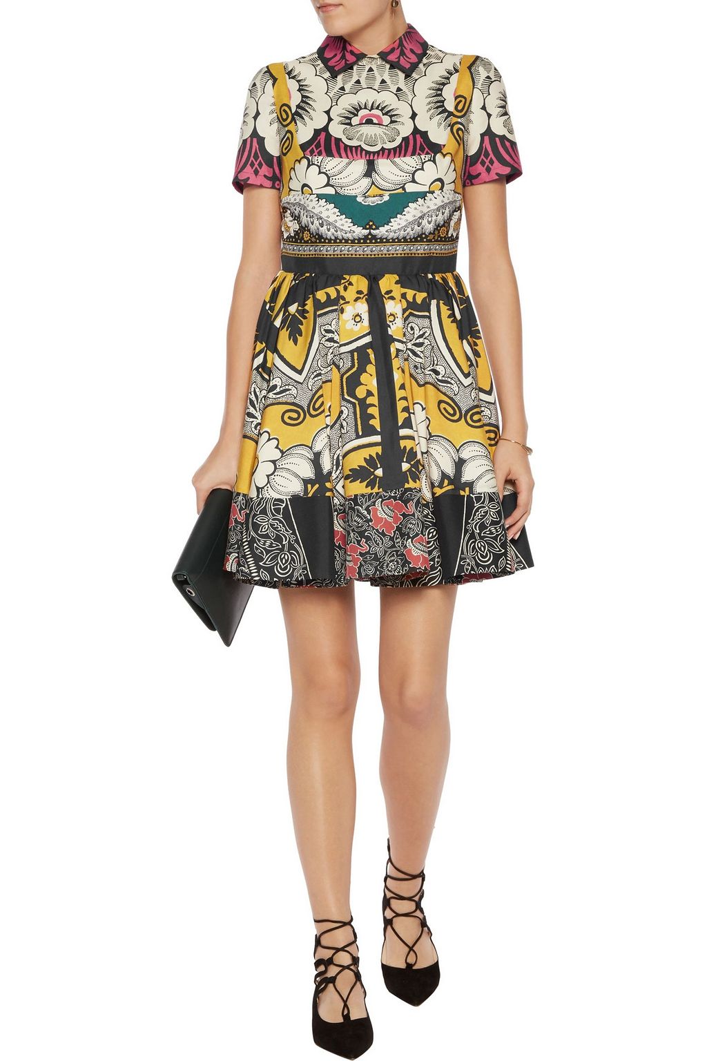 Pleated silk dress with VALENTINO GARAVANI print, multicolor