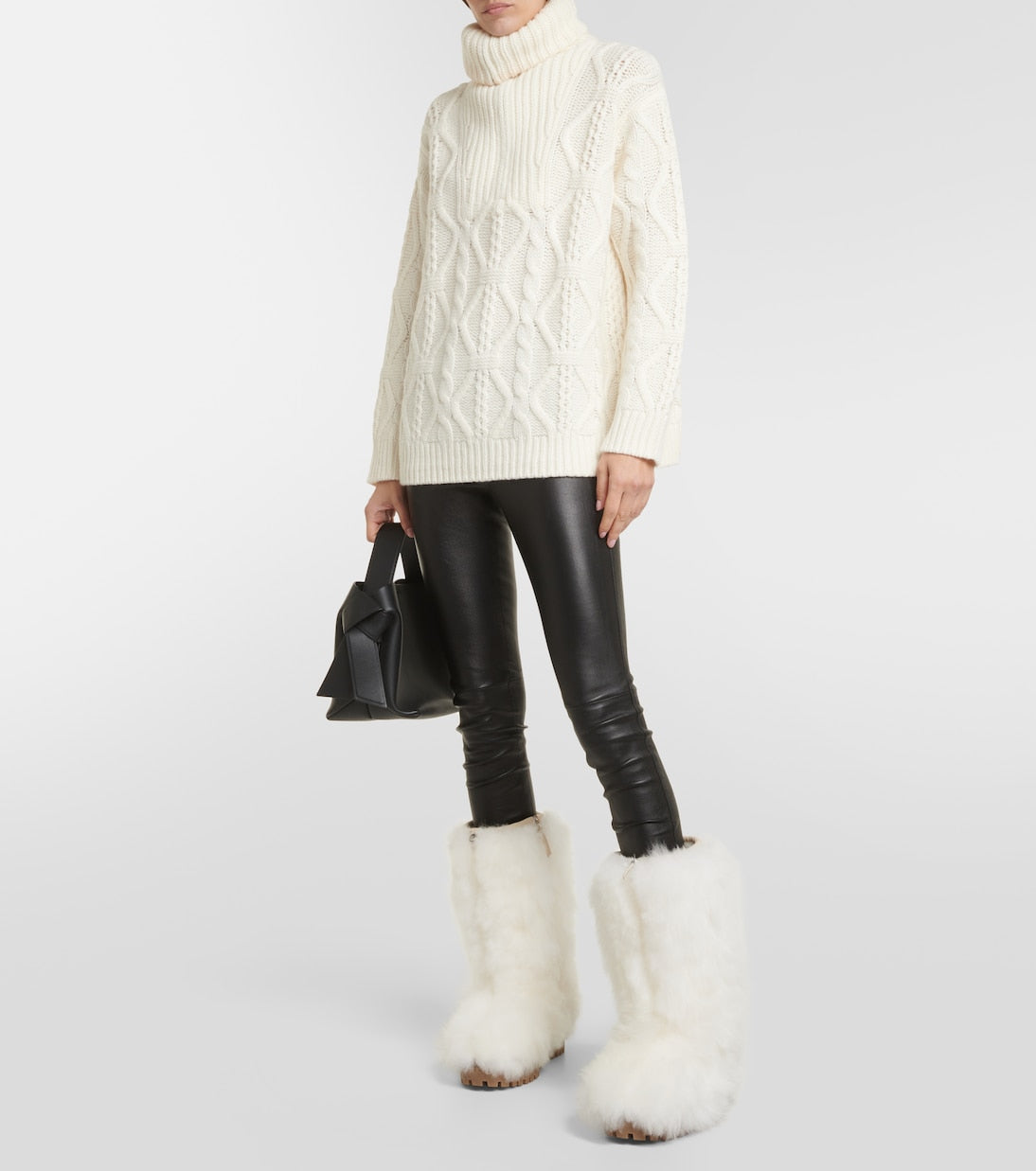 Yves Salomon sheepskin boots, white