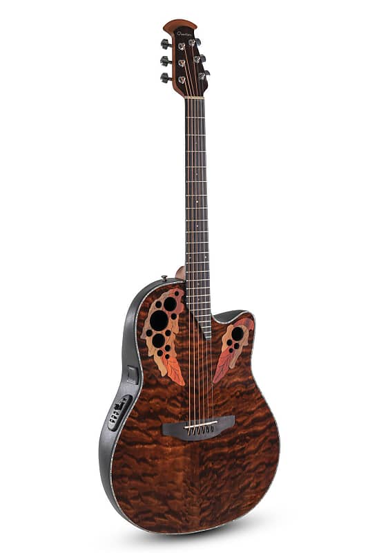 Acoustic Guitar Ovation CE44P-TGE Exotic Celebrity Elite Plus Selected Figured Top Mid-Depth Lyrachord Body Nato Neck 6-String Acoustic-Electric Guitar w/Gig Bag