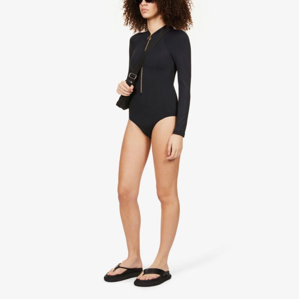 Collective Long Sleeve Swimsuit in Seafolly Stretch Recycled Nylon black