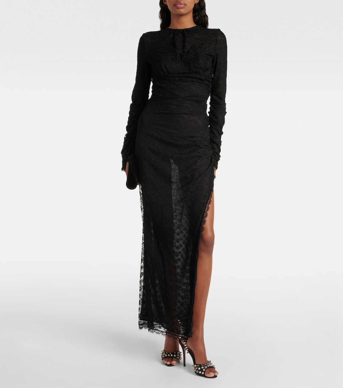 Alessandra Rich lace maxi dress, black