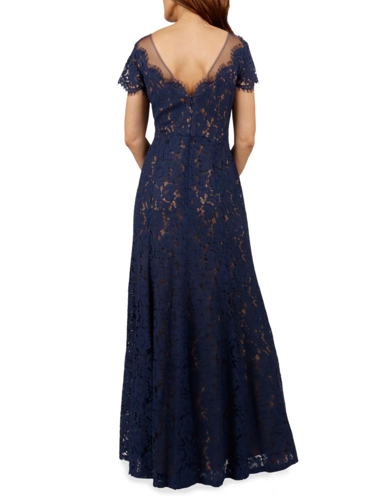 Rene Ruiz Collection Illusion Lace Sheath Dress, Navy Blue