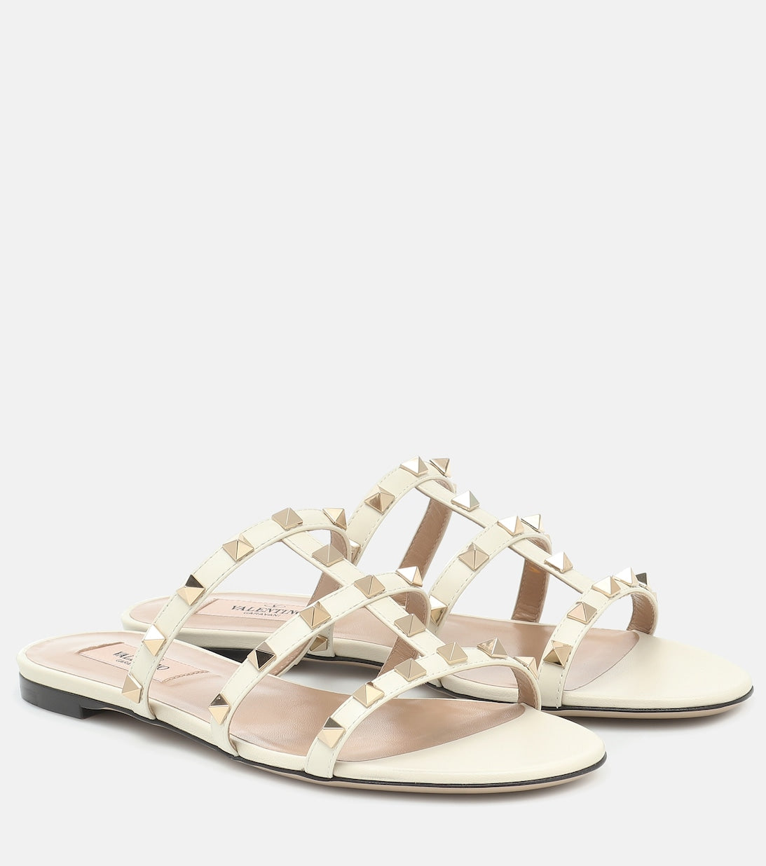 Rockstud Valentino Garavani leather slides, white