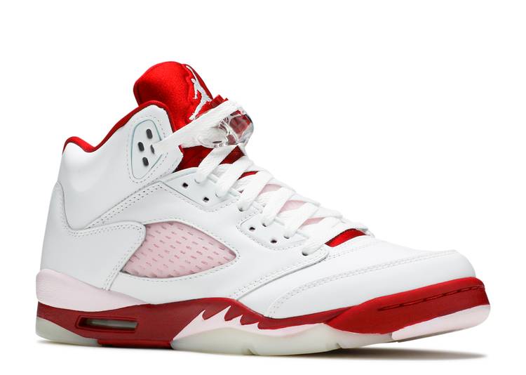 حذاء رياضي AIR JORDAN 5 RETRO GS 'PINK FOAM'، باللون الأبيض