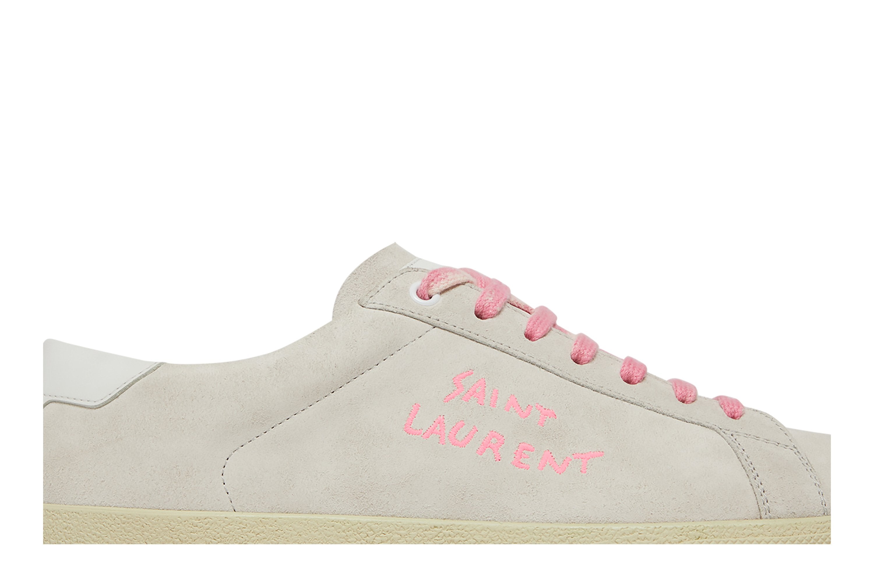 حذاء Saint Laurent SL-06 Signature Court Suede باللون الأبيض