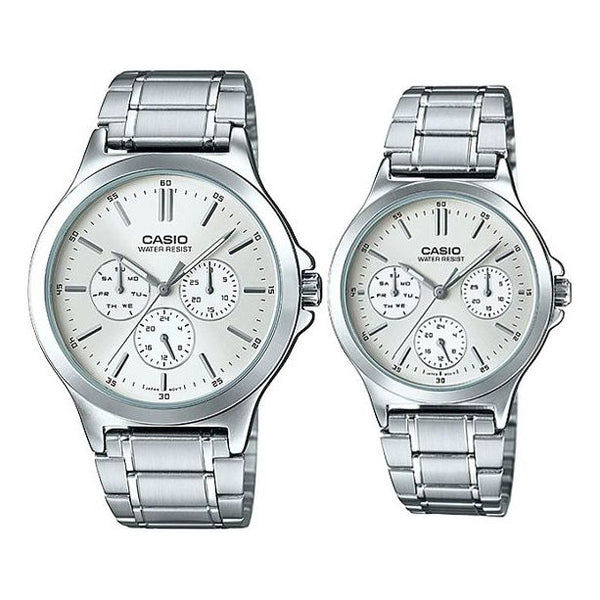 Watch CASIO DRESS Series Business Waterproofes Couple Quartz Stainless Steel Strap Silver Analog, silver