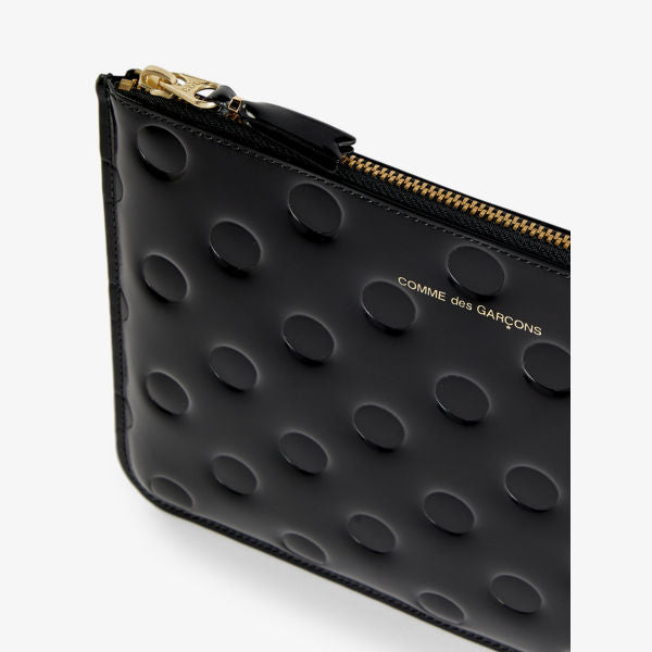 Comme des Garçons leather clutch with polka dots, black