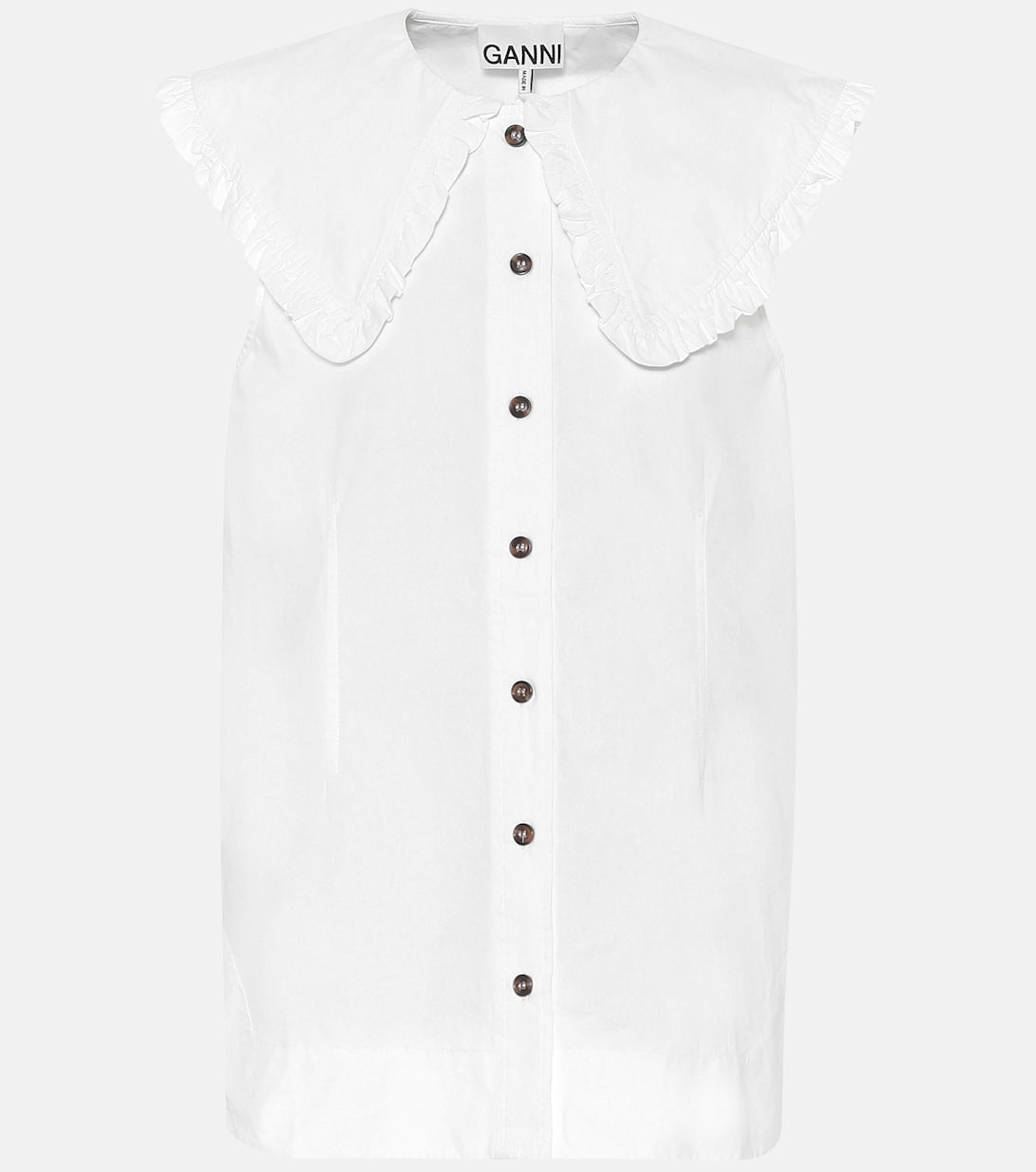 Cotton poplin blouse GANNI, white