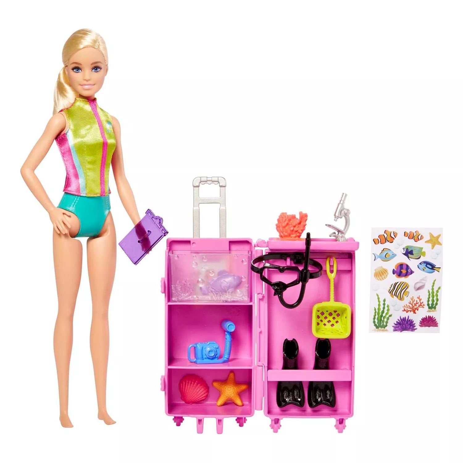 Barbie Marine Biologist Doll (Blonde) and Barbie Mobile Lab Playset