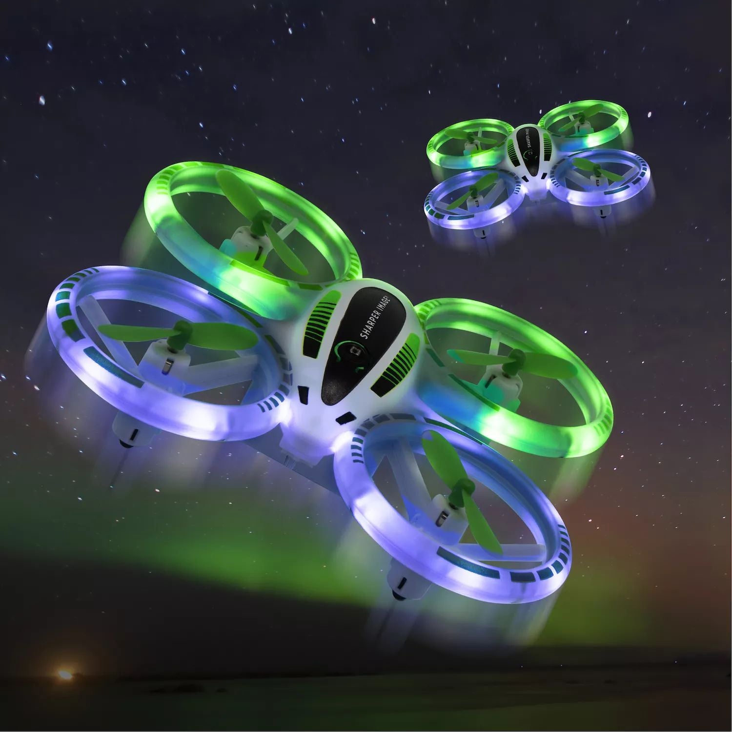 Clearer Image: Glowing Frequency 2 Stunt Drone 4 GHz and LED backlight mini quadcopter with remote control and landing assist Sharper Image