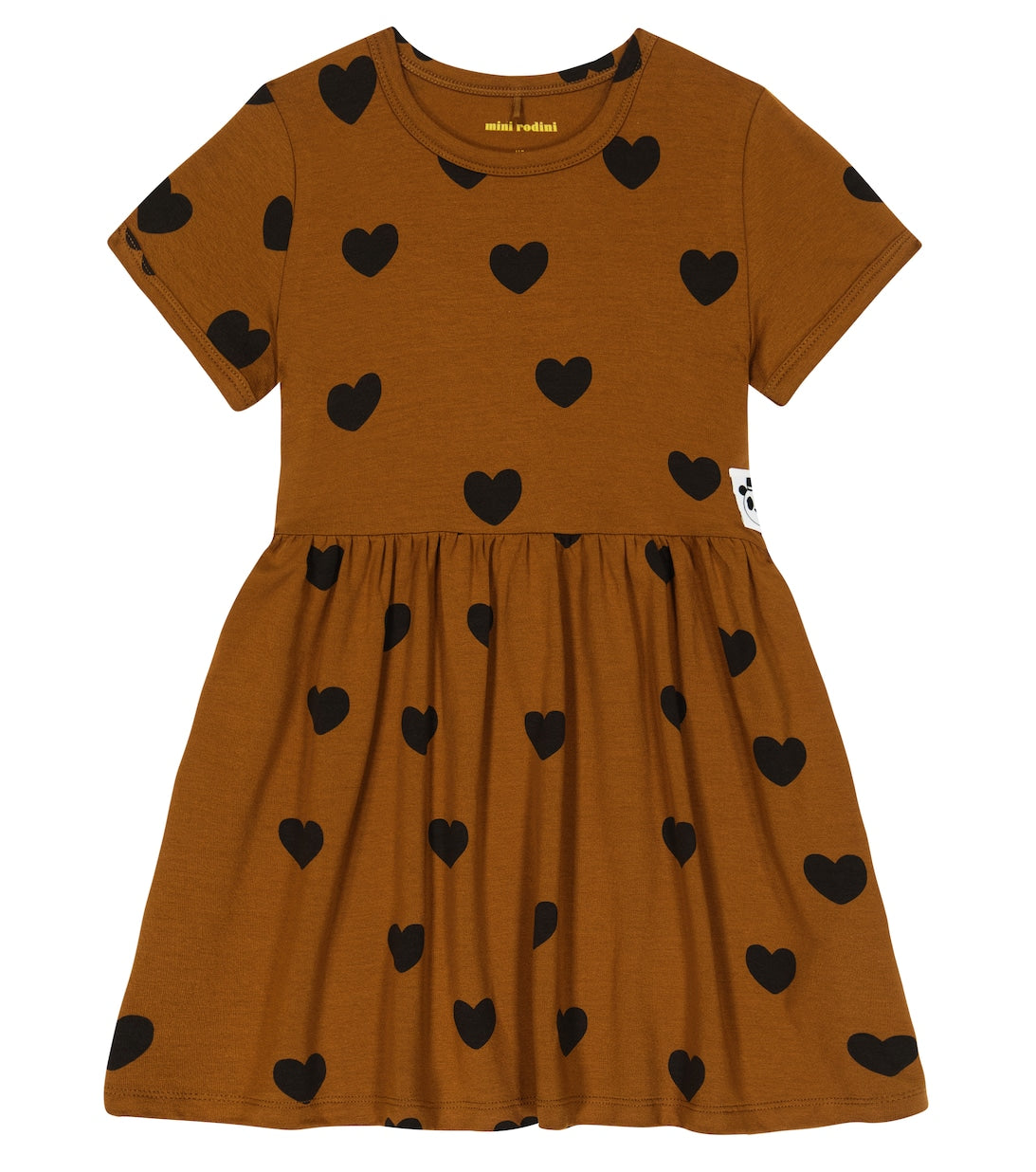 Basic dress with hearts Mini Rodini, brown