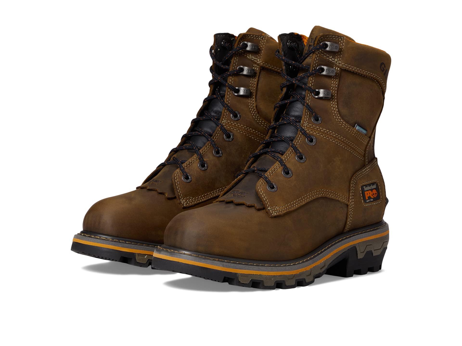 حذاء Timberland PRO Boondock HD Logger مقاس 8 بوصات مقاوم للماء وذو أصابع ناعمة