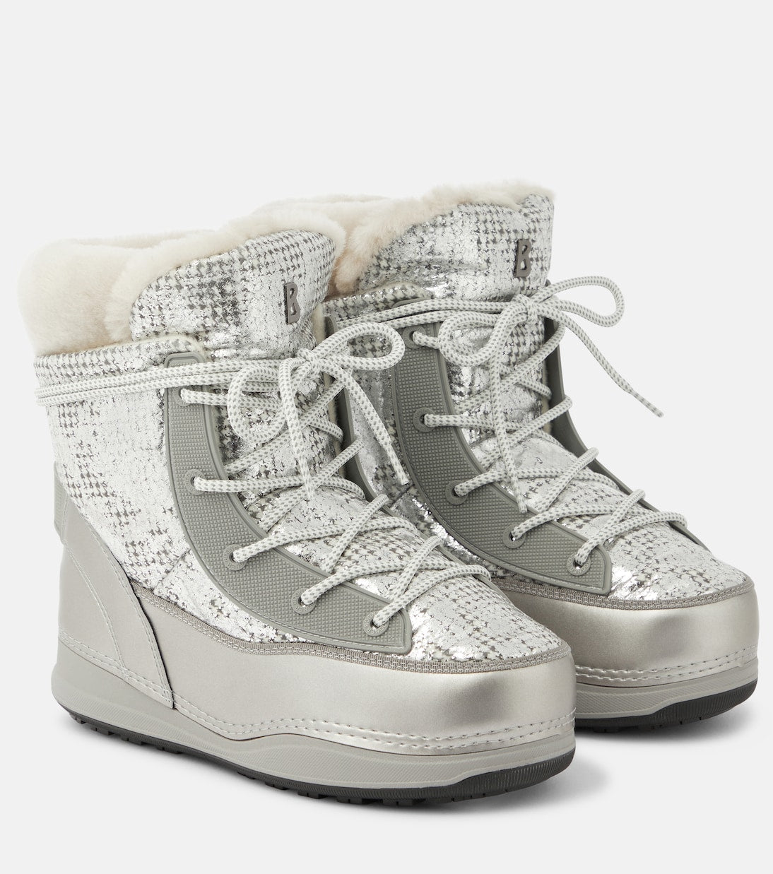 Verbier Bogner faux leather and sheepskin boots, silver