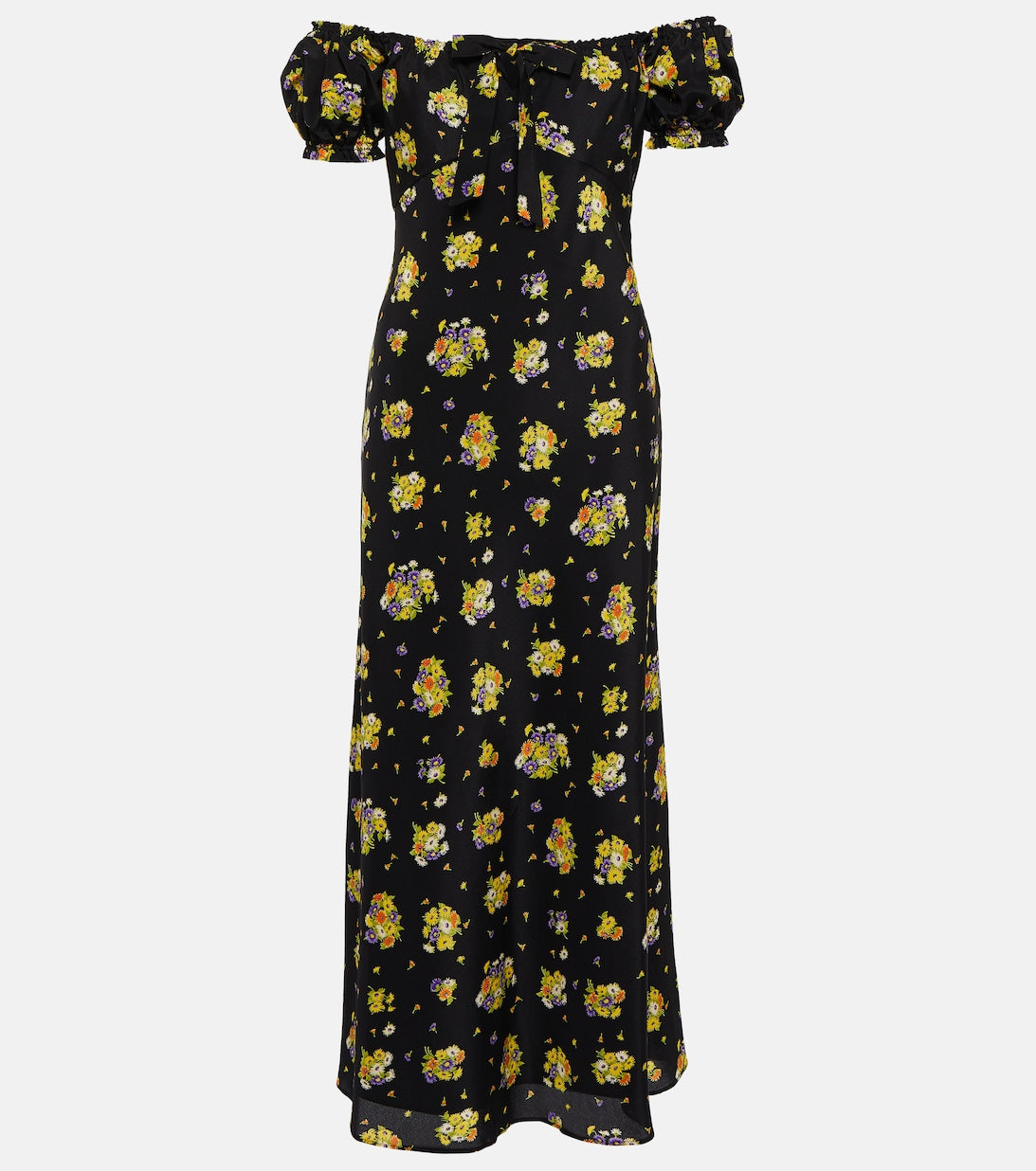 ALESSANDRA RICH floral silk maxi dress, black