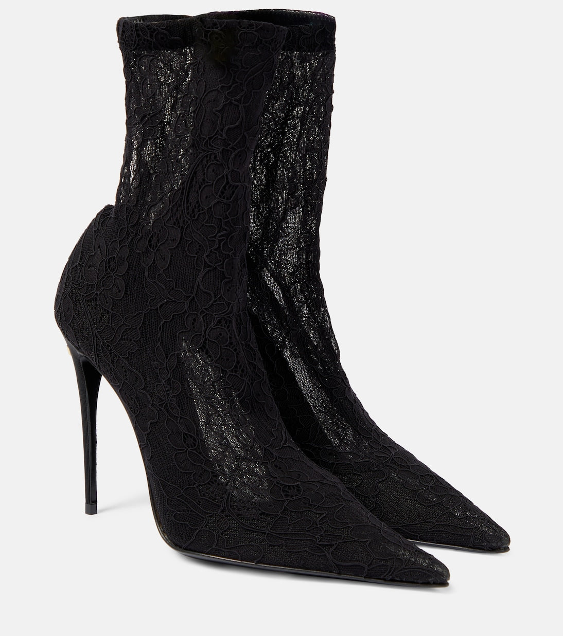 Lollo ankle boots in lace and leather Dolce&Gabbana, black