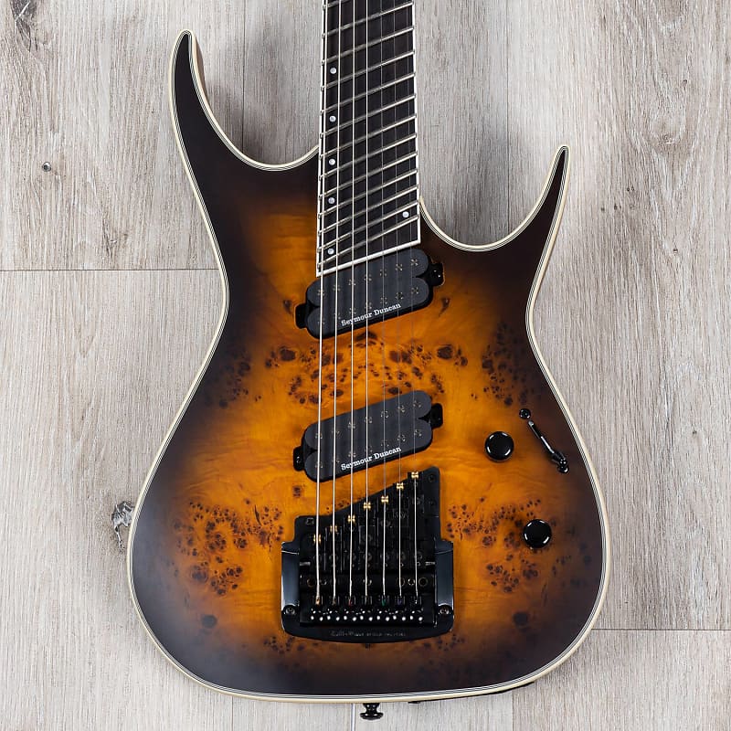 Electric Guitar Dean Exile Select 7-String Multiscale Kahler Guitar, Satin Natural Black Burst