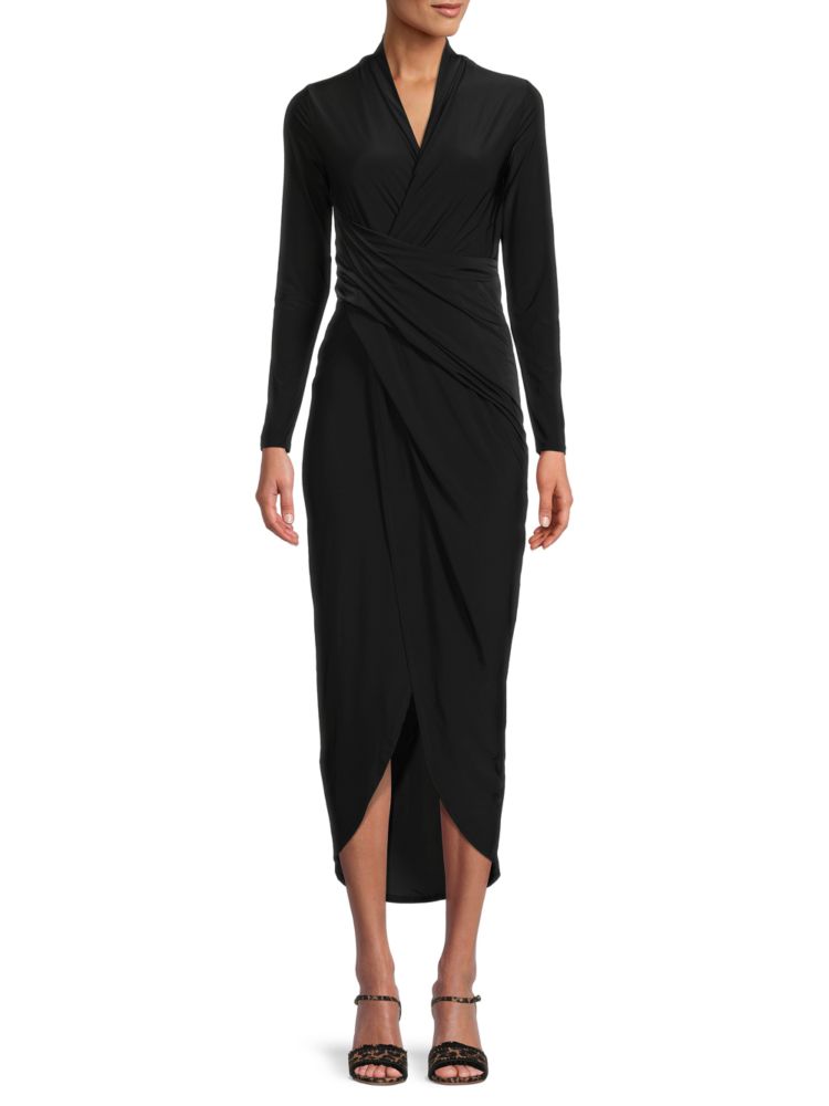 Rachel Rachel Roy Faux Wrap Dress with Tulip Hem, Black