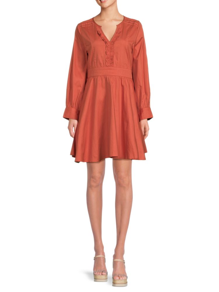 Tonnie Truth Shift Mini Dress in Orange Rust