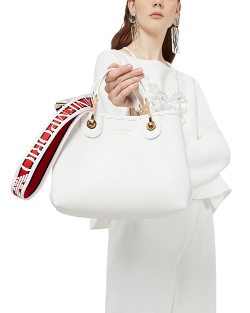 MyEA Emporio Armani Small Black Tote Bag, White