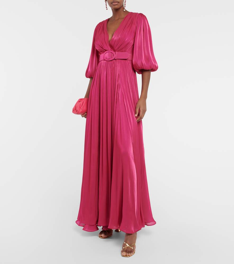 Mira pleated georgette dress COSTARELLOS, pink