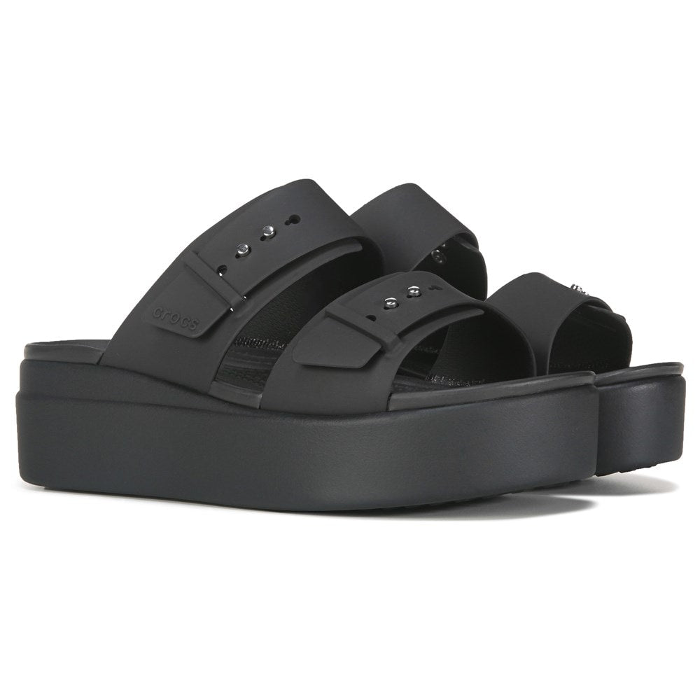 Brooklyn Crocs Women's Buckle Platform Sandals, Black