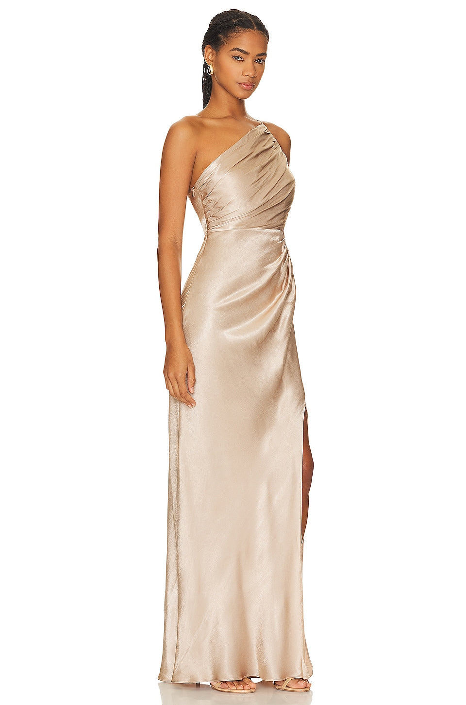 Shona Joy La Lune Asymmetrical Gathered Maxi Dress, Gold