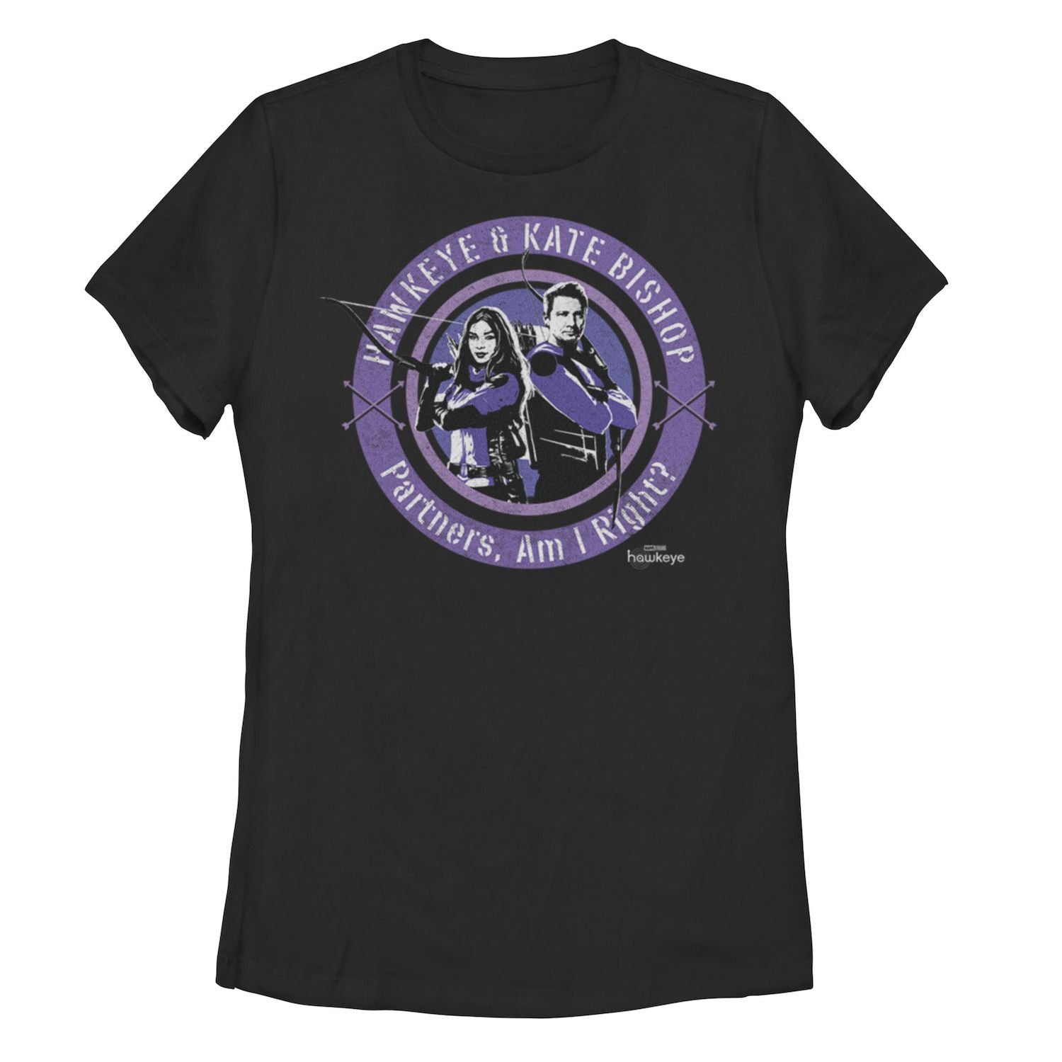 Marvel Junior Hawkeye and Kate Bishop Purple Round Portrait T-Shirt