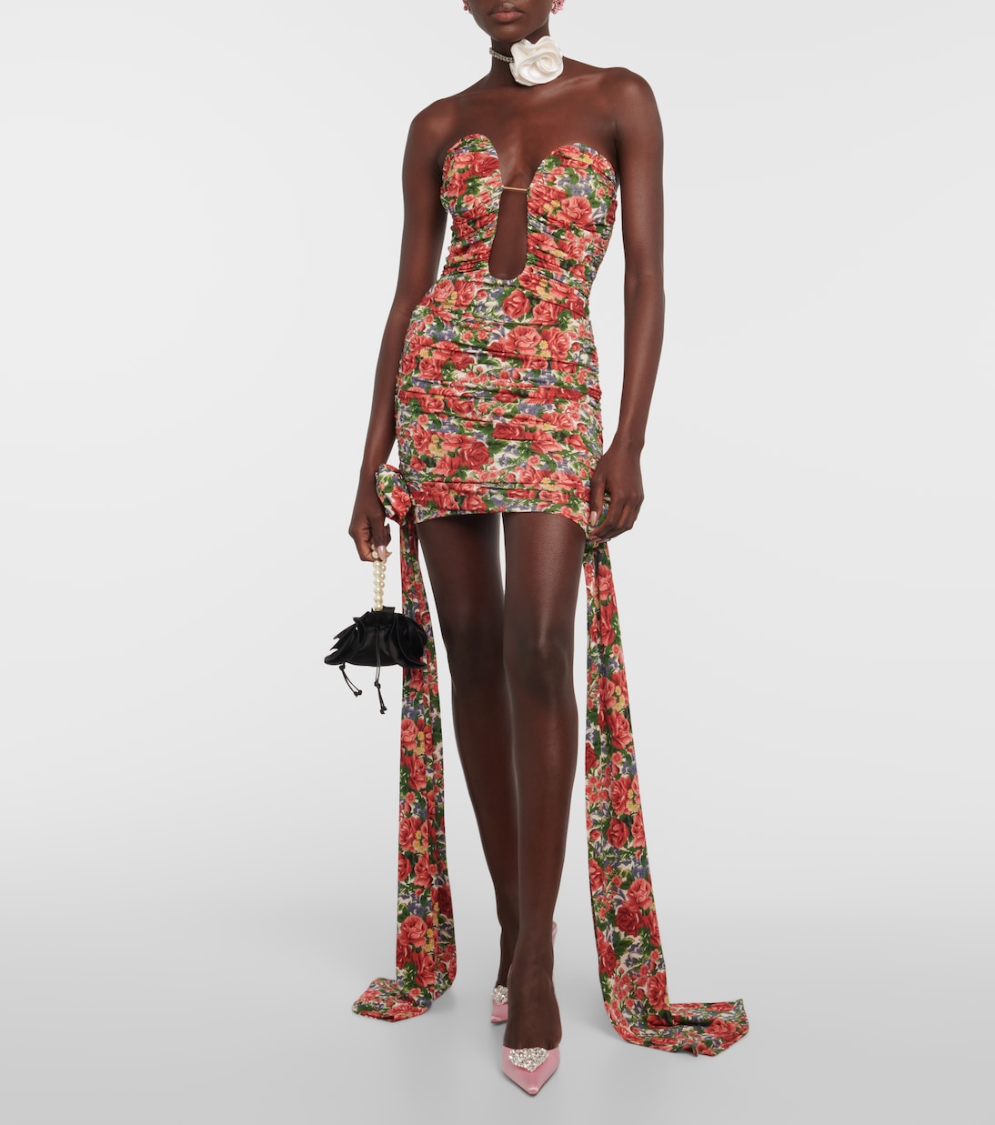 Mini dress with ruffles and floral print Magda Butrym, multicolor