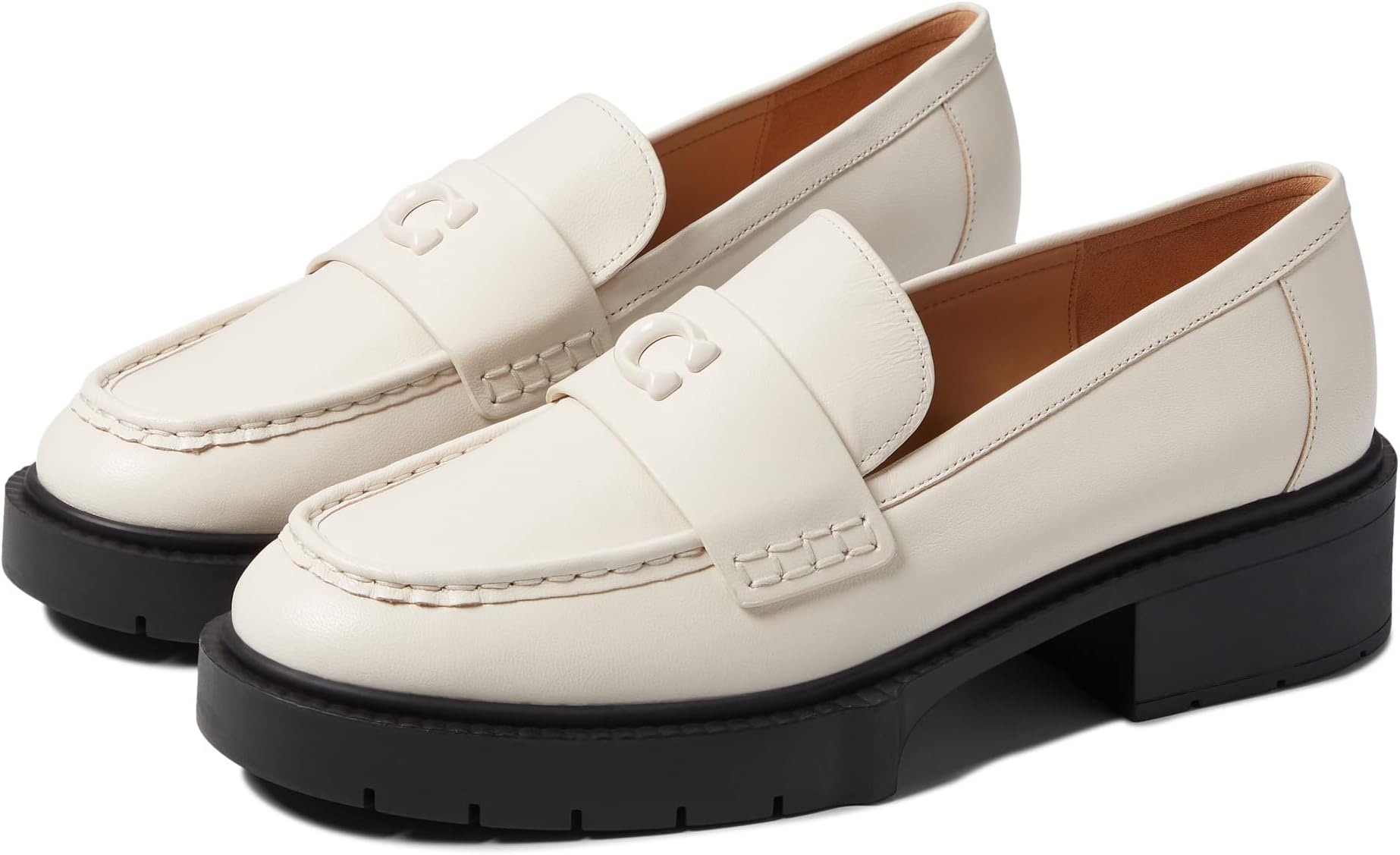 Leah Leather Loafer COACH, Chalk