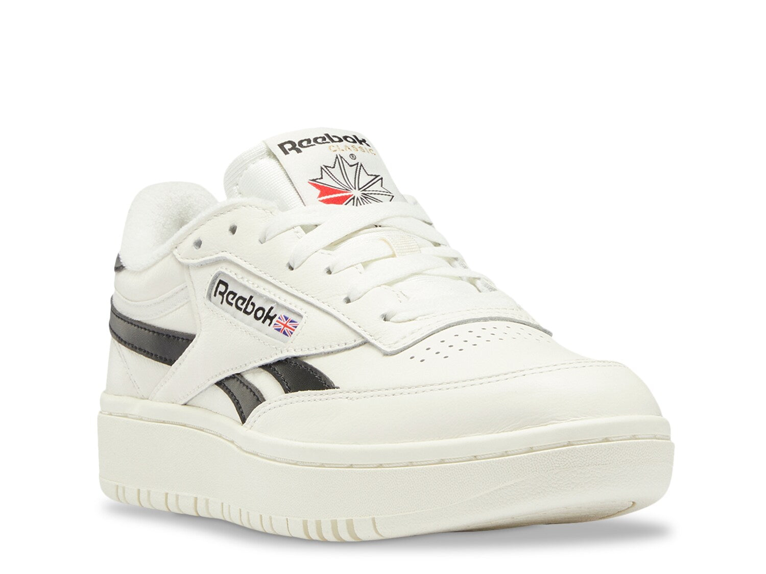 حذاء رياضي Reebok Club C Double باللونين الأبيض والأسود