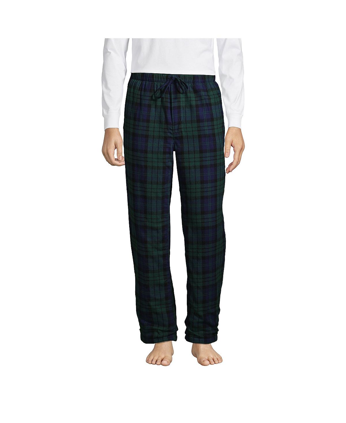 Lands' End Men's Fleece Lined High Pile Flannel Pajama Pants