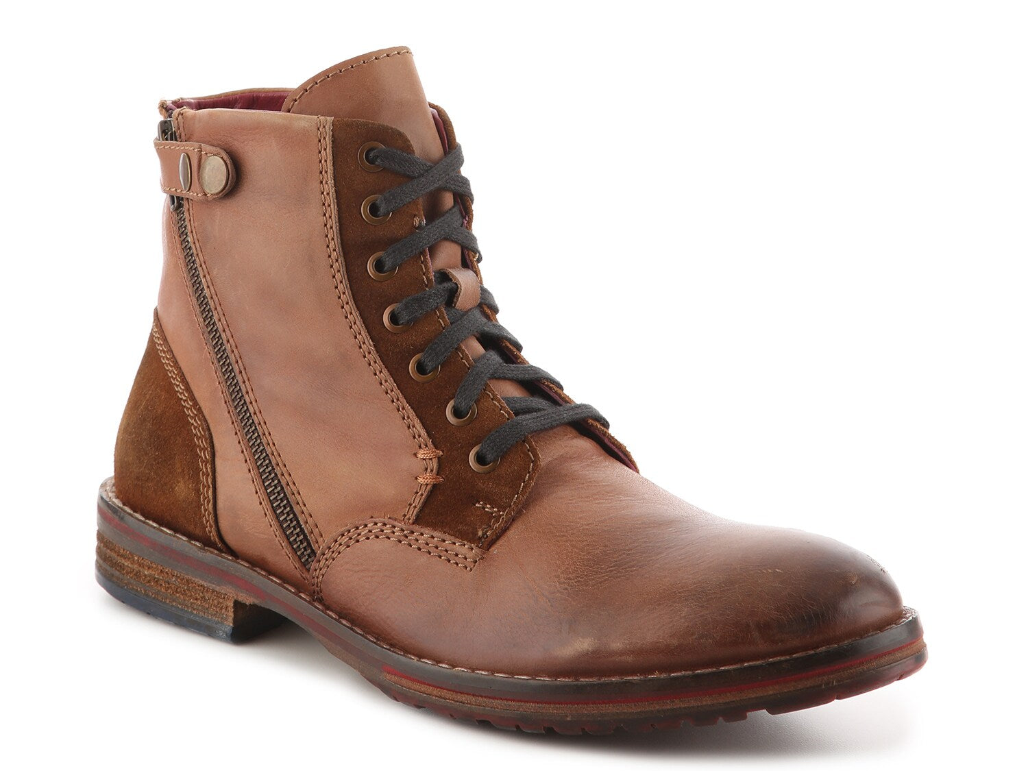 Rustic Asphalt Boots with Asymmetrical Zip, Brown