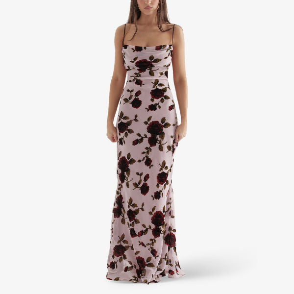 Serena Floral Stretch Maxi Dress House Of Cb Pink