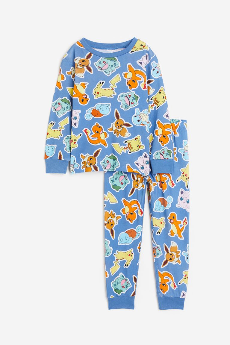 H&M x Pokémon Printed Pajama Set, Blue