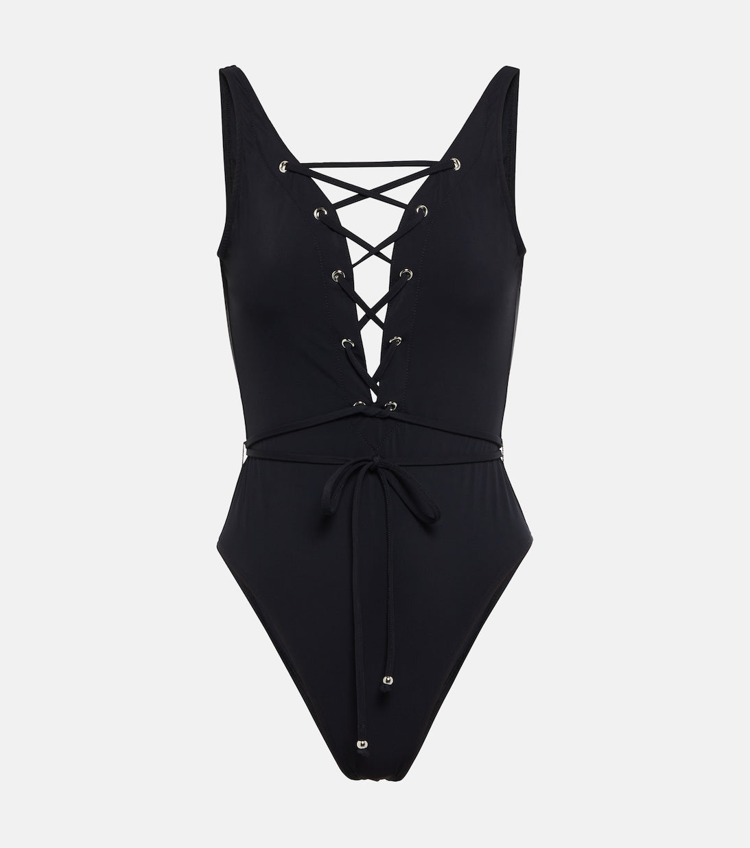 ALAÏA lace-up swimsuit, black