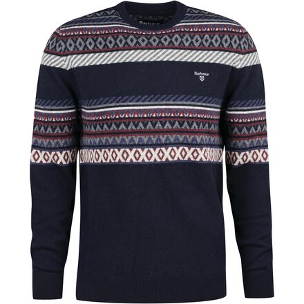 Winterborne Fairisle Men's Barbour Crew Neck Sweater, Navy Blue